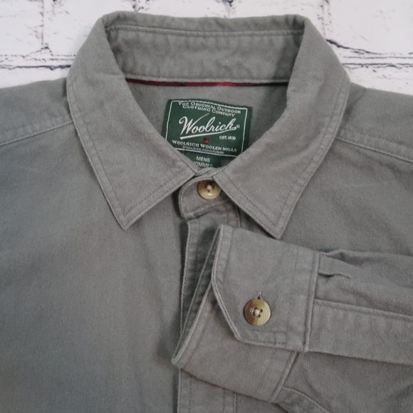 Woolrich Heavy Weight Chamois Flannel Shirt Gray Medium - Picture 2 of 12